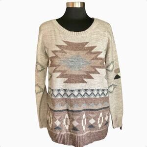 American Eagle Pullover Sweater Wool Blend Scoop MED Aztec Western Cowgirl